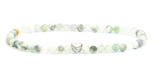 Baumachat Edelstein Armband 4mm facettiert mit Herz
