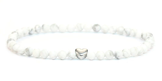 Howlith Edelstein Armband 4mm facettiert mit Herz