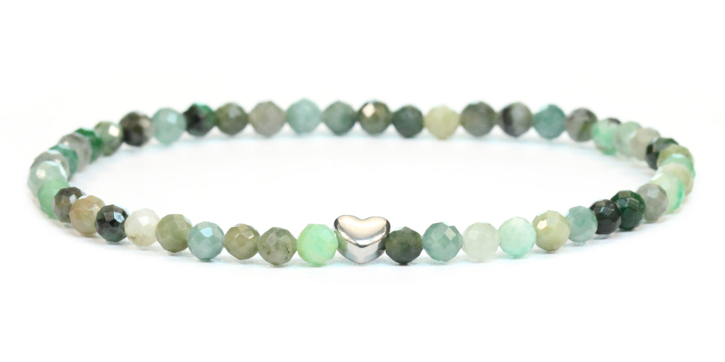 Smaragd Edelstein Armband 4mm facettiert mit Herz
