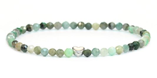 Smaragd Edelstein Armband 4mm facettiert mit Herz