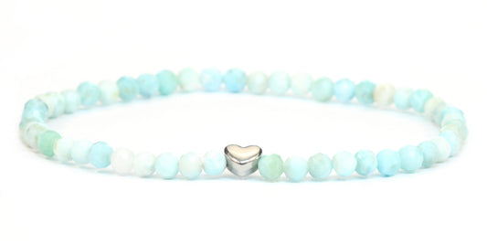 Larimar Edelstein Armband 4mm facettiert mit Herz