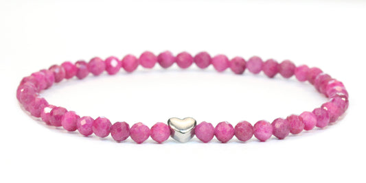 Rubin Edelstein Armband 4mm facettiert mit Herz