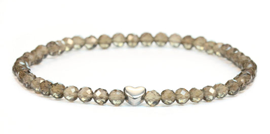 Rauchquarz Edelstein Armband 4mm facettiert mit Herz
