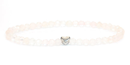 Rosenquarz Edelstein Armband 4mm facettiert mit Herz