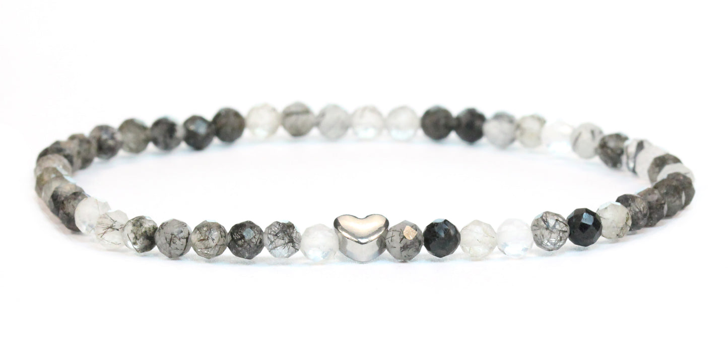 Turmalinquarz Edelstein Armband 4mm facettiert mit Herz