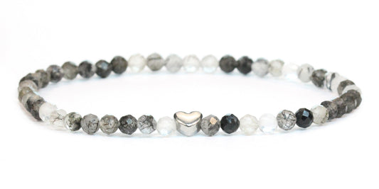 Turmalinquarz Edelstein Armband 4mm facettiert mit Herz