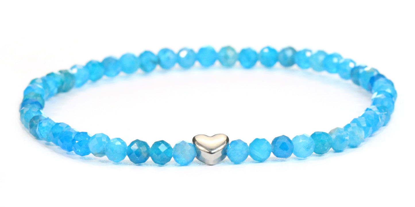 Apatit Edelstein Armband 4mm facettiert mit Herz