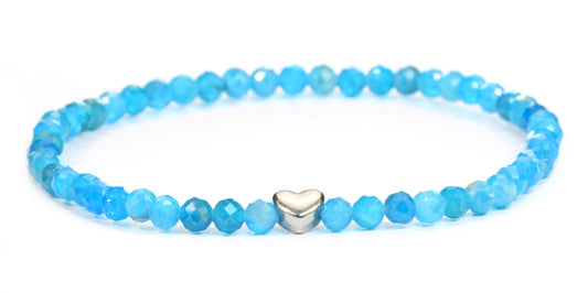 Apatit Edelstein Armband 4mm facettiert mit Herz