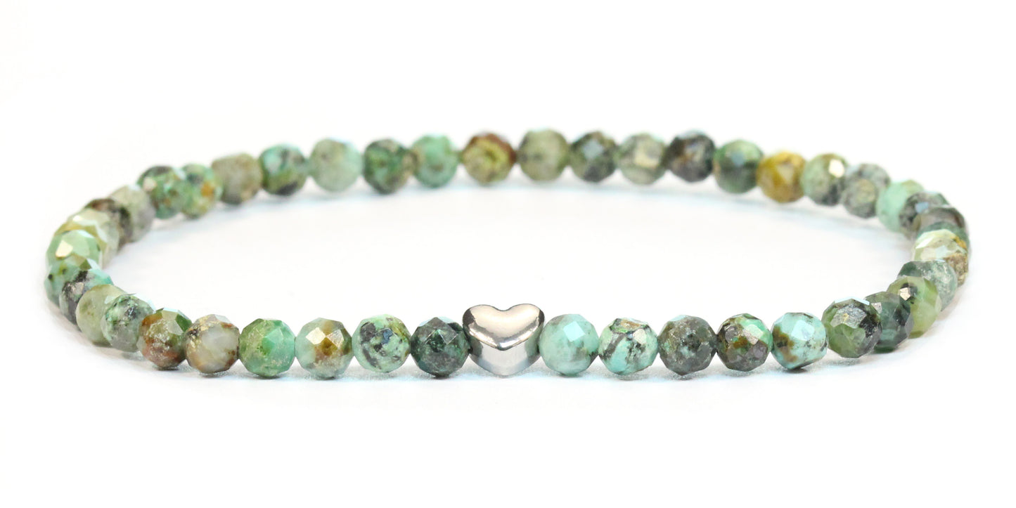 Afrikanischer Türkis Edelstein Armband 4mm mit Herz