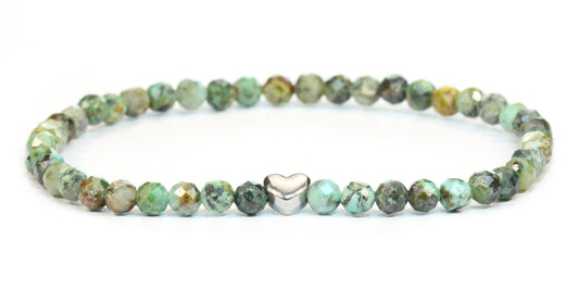 Afrikanischer Türkis Edelstein Armband 4mm mit Herz