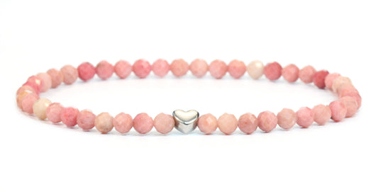Rhodonit Edelstein Armband 4mm facettiert mit Herz