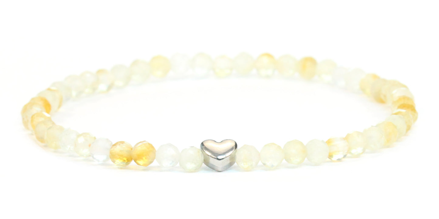 Citrin Edelstein Armband 4mm mit Herz