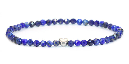 Lapislazuli Edelstein Armband 4mm facettiert mit Herz