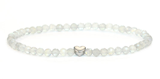 Labradorit Edelstein Armband 4mm facettiert mit Herz