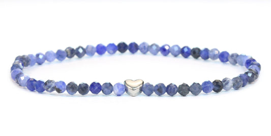 Sodalith Edelstein Armband 4mm facettiert mit Herz
