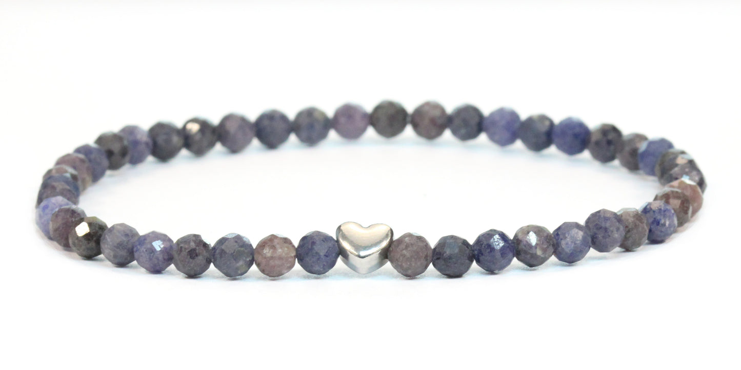 Saphir Edelstein Armband 4mm facettiert mit Herz