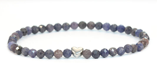 Saphir Edelstein Armband 4mm facettiert mit Herz