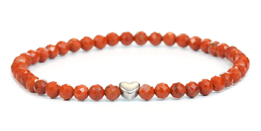 Roter Jaspis Edelstein Armband 4mm facettiert mit Herz