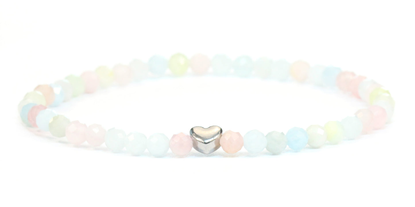 Morganit Edelstein Armband 4mm facettiert mit Herz