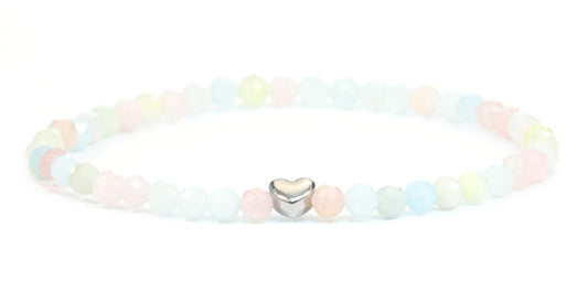 Morganit Edelstein Armband 4mm facettiert mit Herz