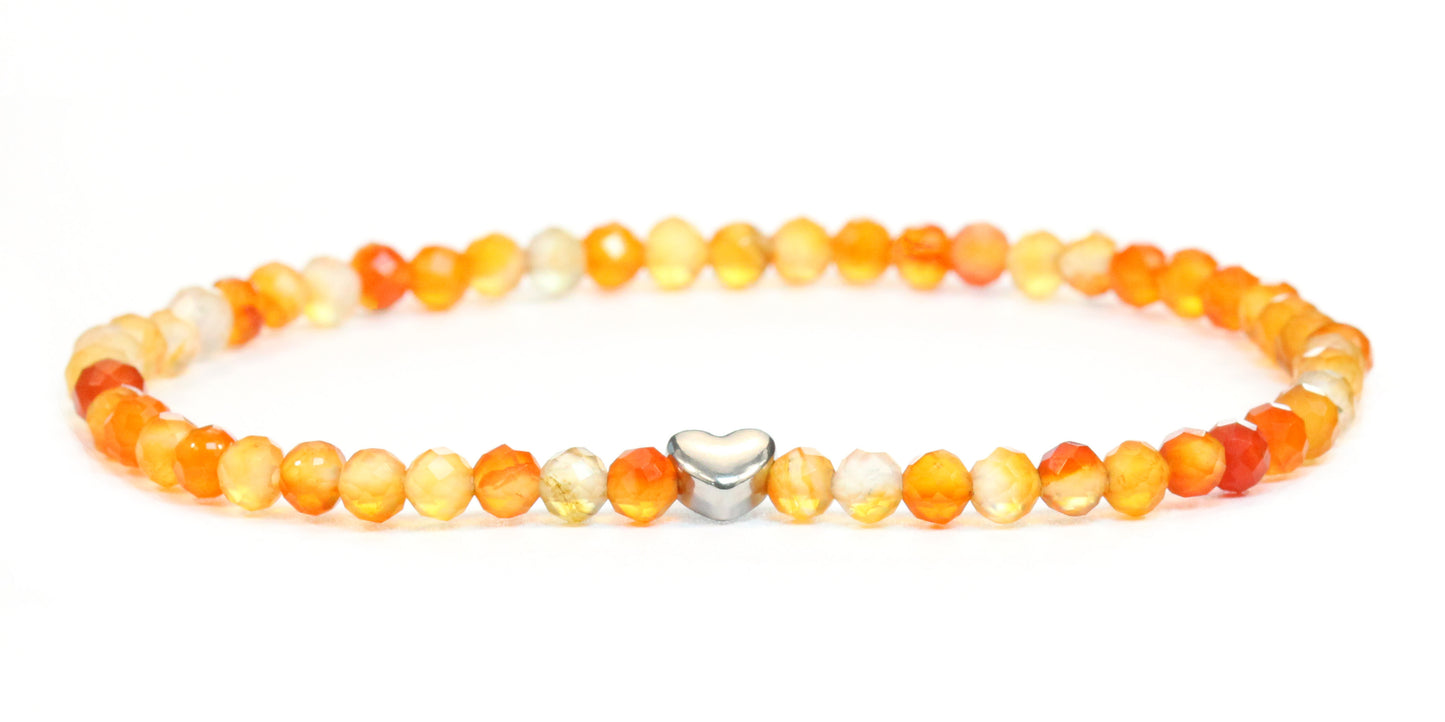 Karneol Edelstein Armband 4mm mit Herz