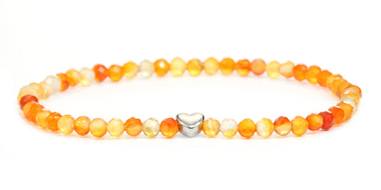Karneol Edelstein Armband 4mm facettiert mit Herz