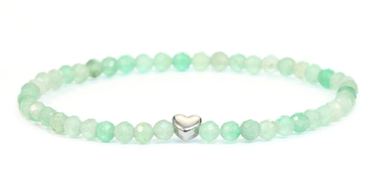 Grüner Aventurin Edelstein Armband 4mm facettiert mit Herz