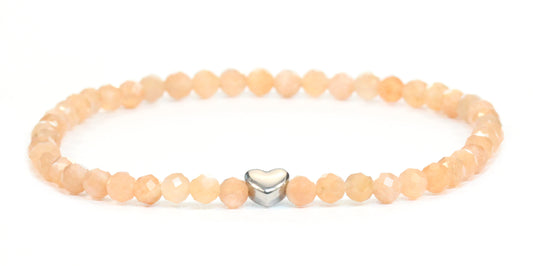 Sonnenstein Edelstein Armband 4mm facettiert mit Herz