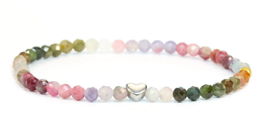 Regenbogenturmalin Edelstein Armband 4mm facettiert mit Herz