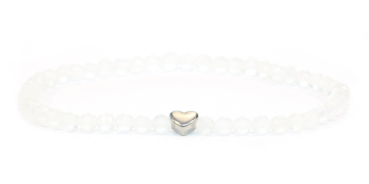Mondstein Edelstein Armband 4mm mit Herz