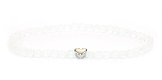 Mondstein Edelstein Armband 4mm facettiert mit Herz