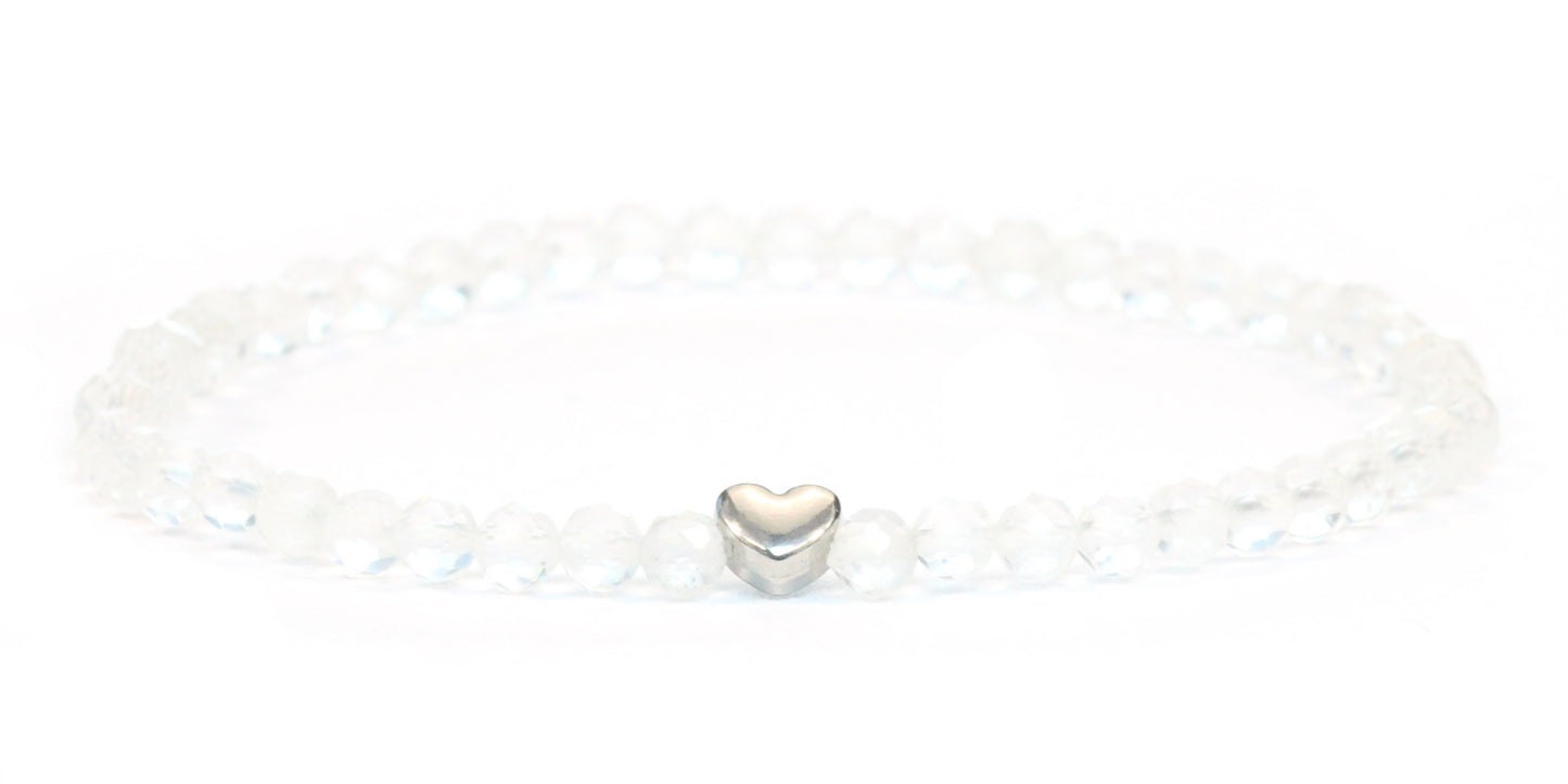 Bergkristall Edelstein Armband 4mm Herz
