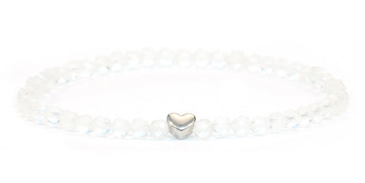 Bergkristall Edelstein Armband 4mm facettiert mit Herz