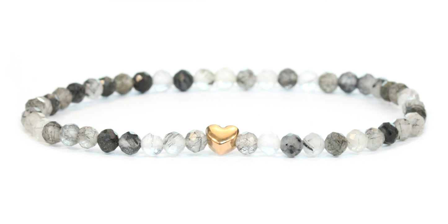 Turmalinquarz Edelstein Armband 4mm facettiert mit Herz
