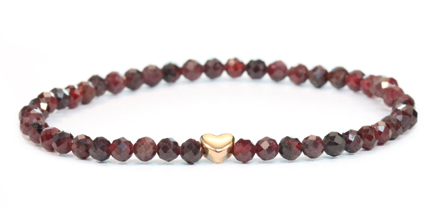 Granat Edelstein Armband 4mm facettiert mit Herz