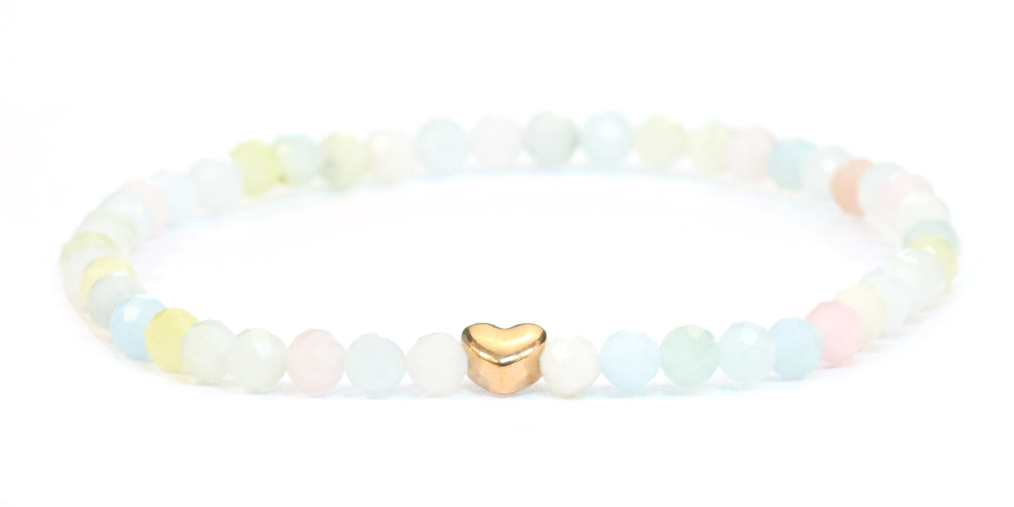 Morganit Edelstein Armband 4mm facettiert mit Herz