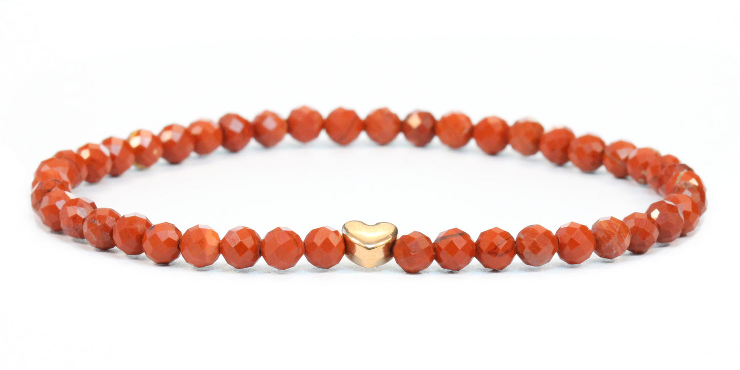 Roter Jaspis Edelstein Armband 4mm facettiert mit Herz