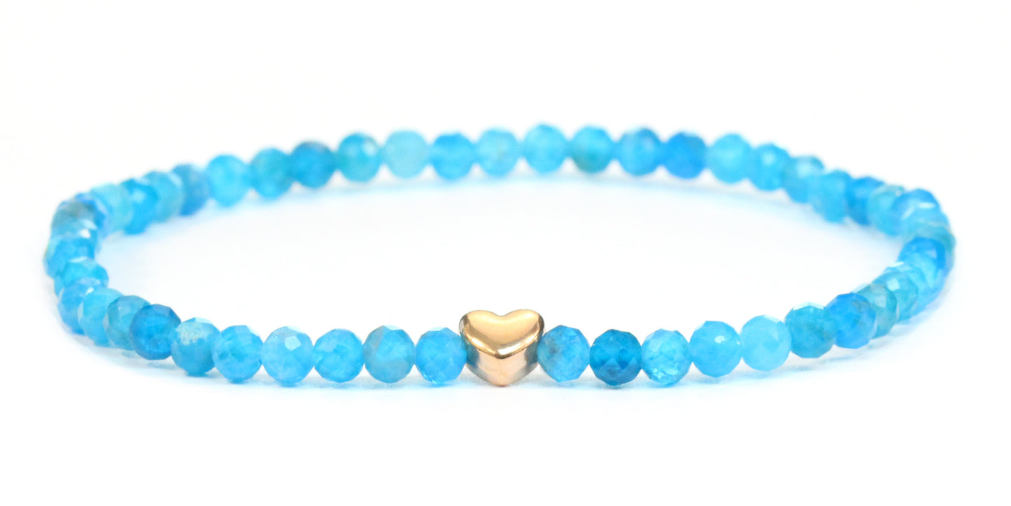 Apatit Edelstein Armband 4mm facettiert mit Herz
