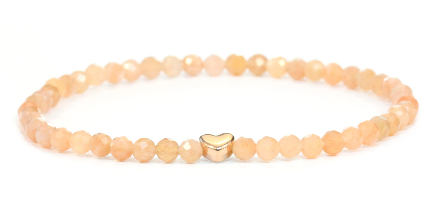 Sonnenstein Edelstein Armband 4mm facettiert mit Herz