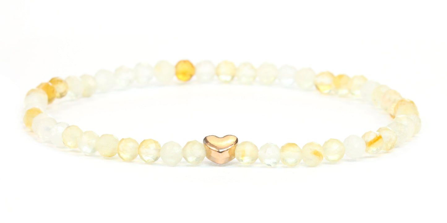 Citrin Edelstein Armband 4mm mit Herz
