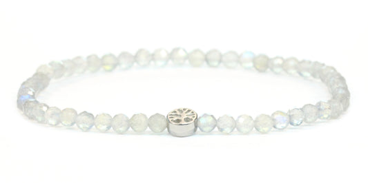 Echtes Labradorit Edelstein Armband 4mm facettiert mit Lebensbaum