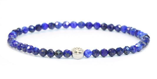 Echtes Lapislazuli Edelstein Armband 4mm facettiert mit Lebensbaum