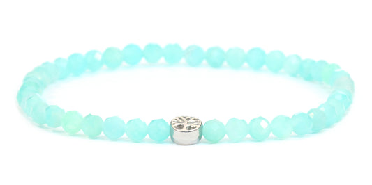Echtes Amazonit Edelstein Armband 4mm facettiert mit Lebensbaum