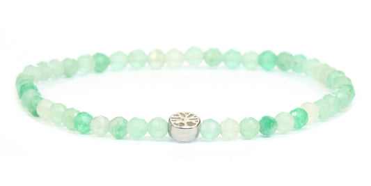 Echtes Grüner Aventurin Edelstein Armband 4mm facettiert mit Lebensbaum