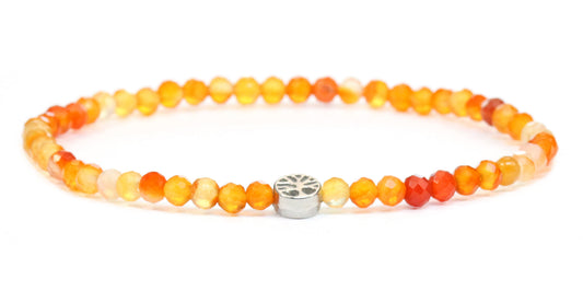Echtes Karneol Edelstein Armband 4mm facettiert mit Lebensbaum