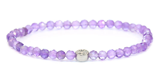 Echtes Amethyst Edelstein Armband 4mm facettiert mit Lebensbaum
