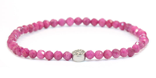 Echtes Rubin Edelstein Armband 4mm facettiert mit Lebensbaum