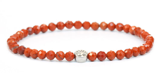 Echtes Roter Jaspis Edelstein Armband 4mm facettiert mit Lebensbaum