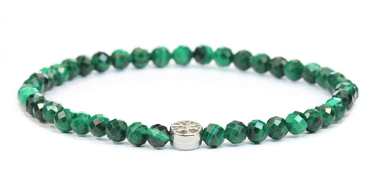 Echtes Malachit Edelstein Armband 4mm facettiert mit Lebensbaum