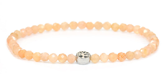 Echtes Sonnenstein Edelstein Armband 4mm facettiert mit Lebensbaum